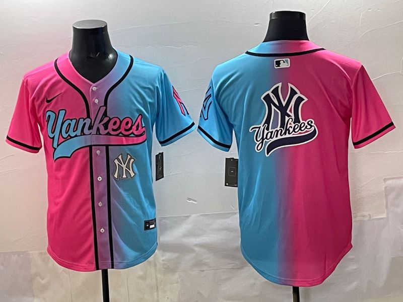Men 2025 New York Yankees Blank Blue pink Game Nike MLB Jersey style 0020